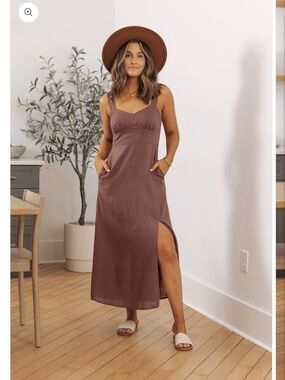 Brown linen dress 🤎